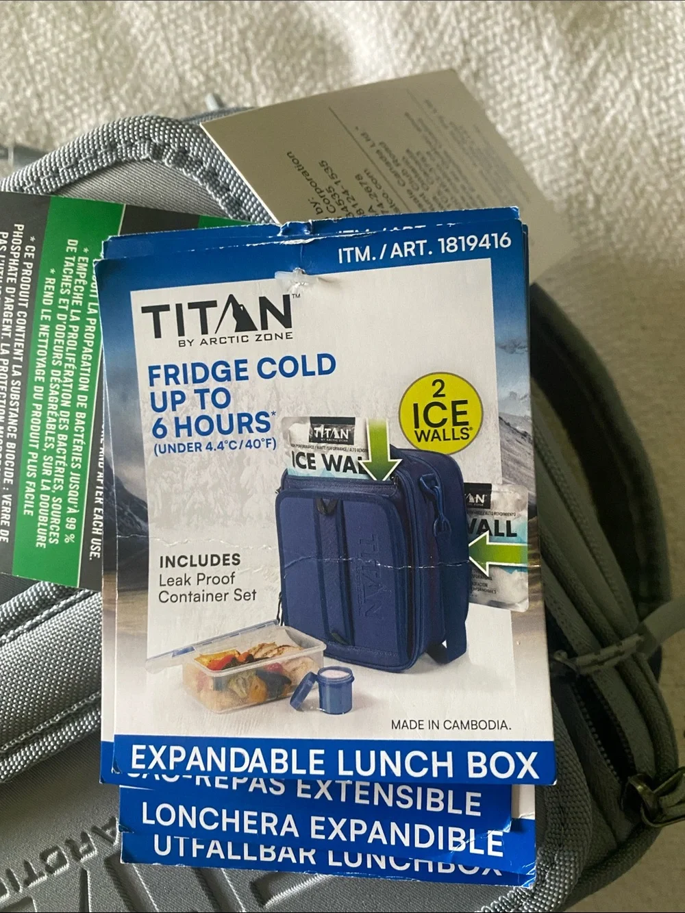 NWT Titan by Arctic Zone Expandable Lunch Bag + Ice Walls Gray